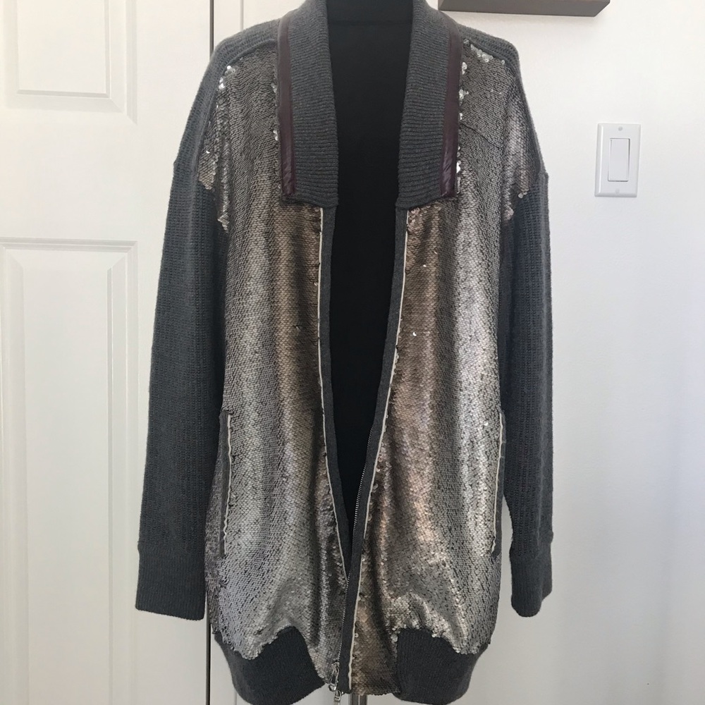 AVIU Sequin Cashmere Sweater Jacket Cardigan